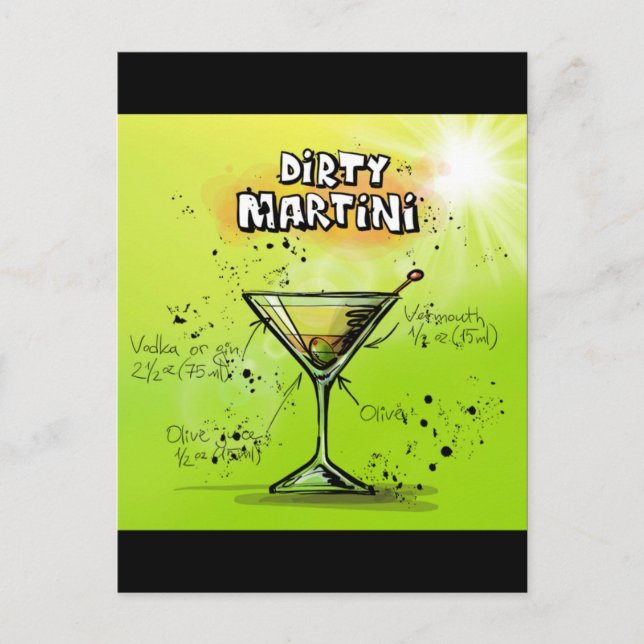 Martini Cocktail Recipe Postcard (Front)