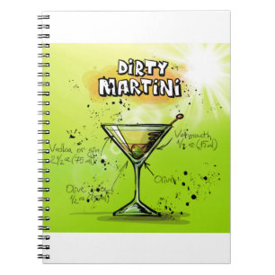 Martini Cocktail Recipe Spiral Notebook