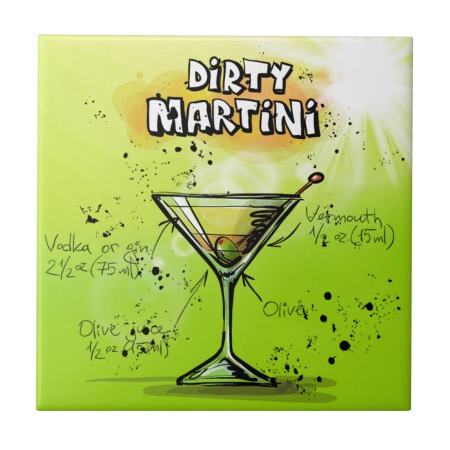 Martini Cocktail Recipe Tile (Front)