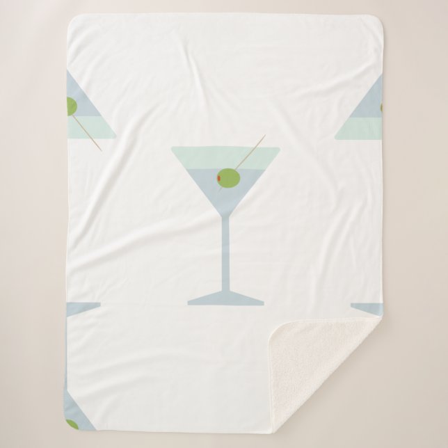 martini cocktail sherpa blanket (Front)