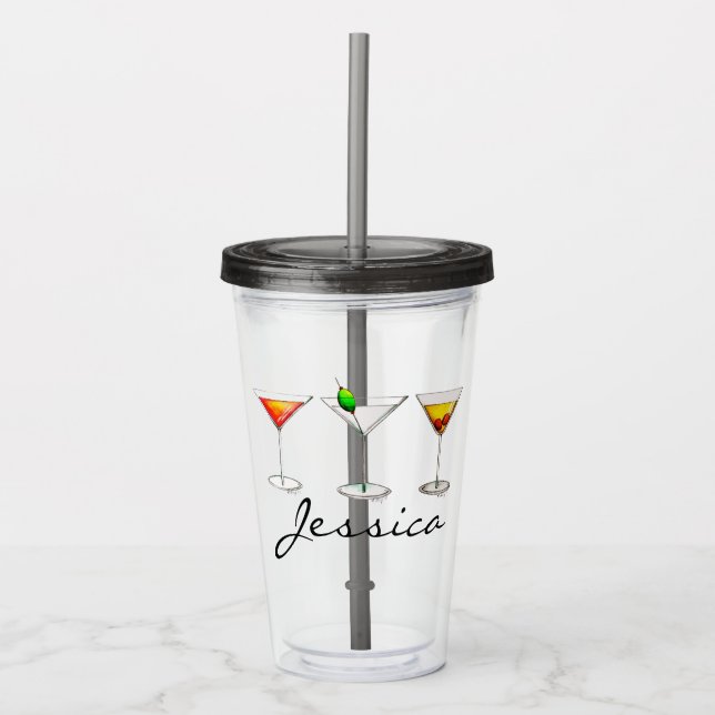 Martini Cosmo Manhattan Mixed Drink Cocktails Acrylic Tumbler (Front)