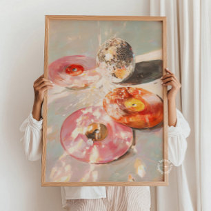 Martini & Disco Ball Art Print: Light Pink Bar Car Poster