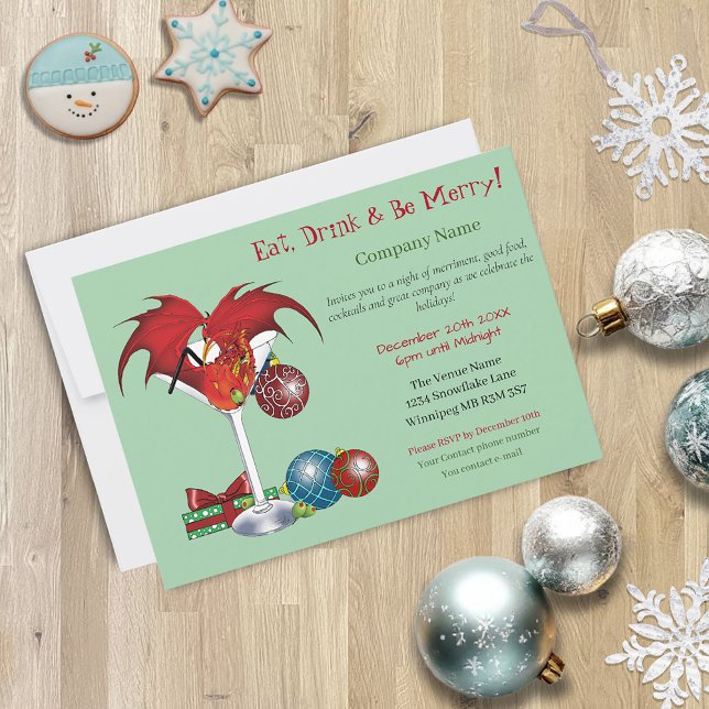 Martini Dragon Corporate Christmas Party Invitation (Creator Uploaded)