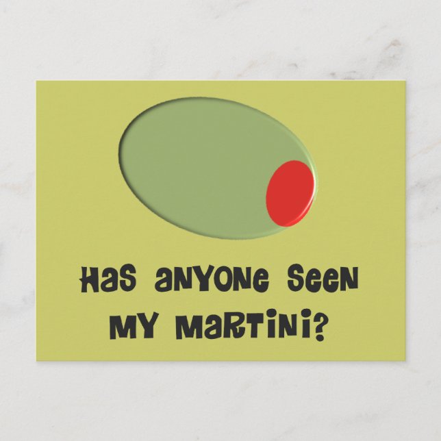 Martini Drinkers T-Shirts and Gifts Olive Design Postcard (Front)