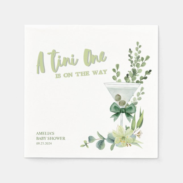 Martini Espresso green gender neutral baby shower Napkin (Front)