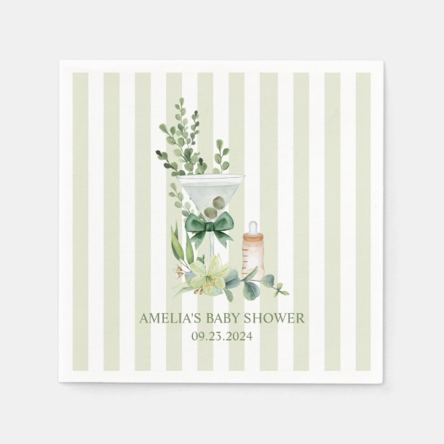 Martini Espresso green gender neutral baby shower Napkin (Front)