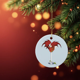 Martini Fantasy Red Dragon Ceramic Tree Decoration