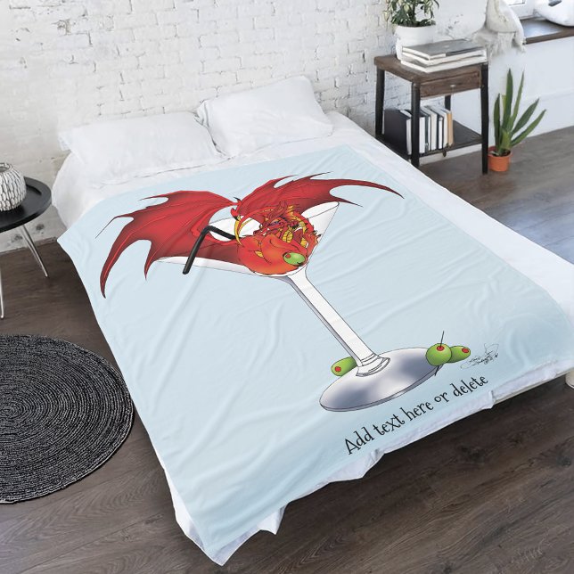 Martini Fantasy Red Dragon Fleece Blanket (Creator Uploaded)
