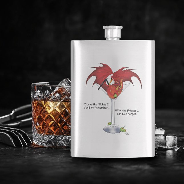 Martini Fantasy Red Dragon Hip Flask (Creator Uploaded)