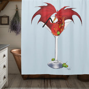 Martini Fantasy Red Dragon Shower Curtain
