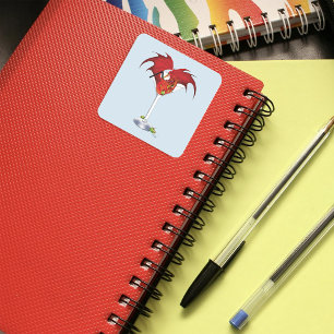 Martini Fantasy Red Dragon Square Sticker