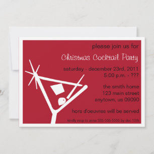 Martini Glass Christmas Invitations (Burgandy)