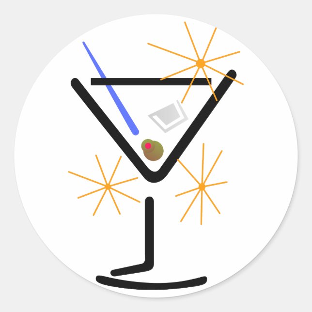 Martini Glass Classic Round Sticker (Front)