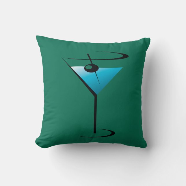 Martini Glass Cocktail Throw Pillow Home Decor (Front)