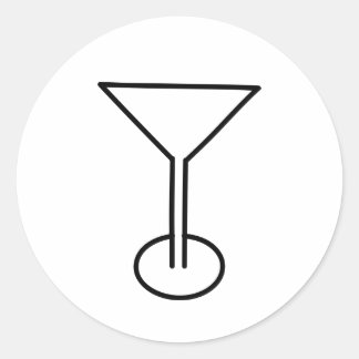 MARTINI GLASS DESIGN CLASSIC ROUND STICKER