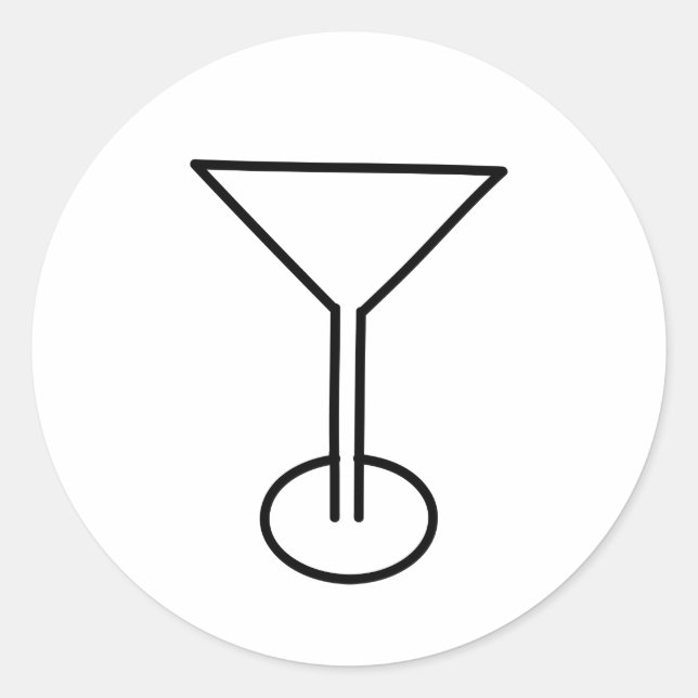 MARTINI GLASS DESIGN CLASSIC ROUND STICKER (Front)