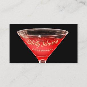 Martini Glass Events Bartender Business Card