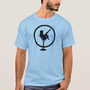 Martini glass girl silhouette blue bachelor tee