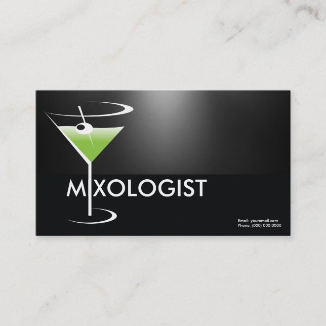Martini Glass Mixologist Business Card (Front)