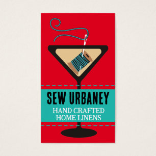 Martini glass needle and thread sewing gift tag