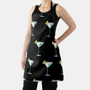 Martini Glass Pattern Cocktail Lover Bar Theme Apron