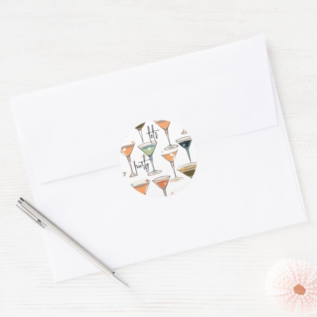 Martini Glass Pattern | Hipster | Mid Century  Classic Round Sticker (Envelope)
