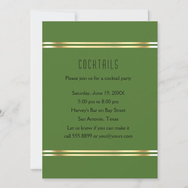 Martini Glass with Olive Cocktail Party Invitation (Front)