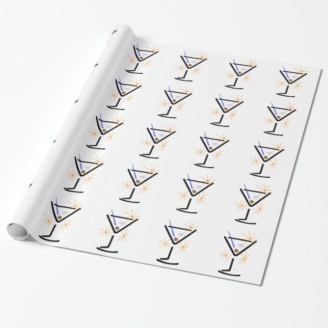 Martini Glass Wrapping Paper (Unrolled)