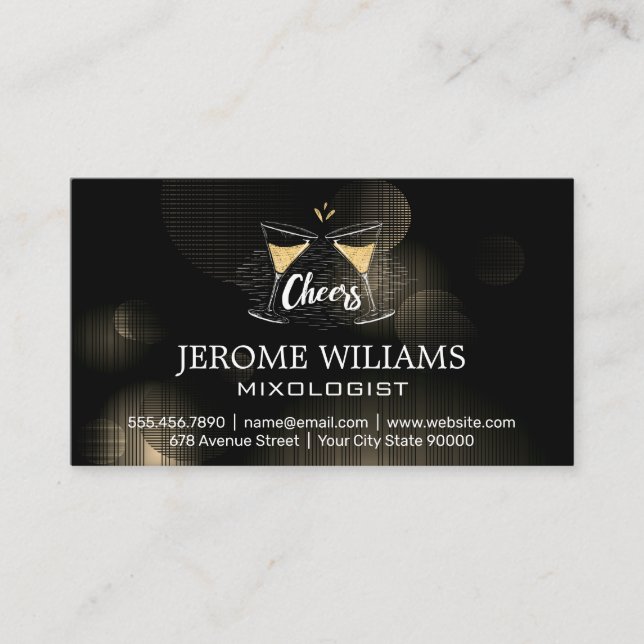 Martini Glasses Clink Business Card (Front)