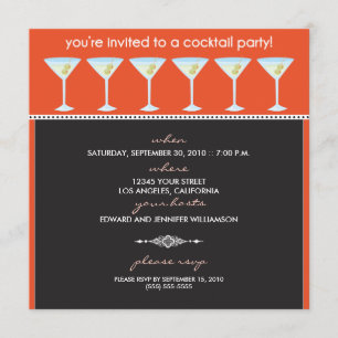 Martini Glasses Cocktail Party Invitation (orange)