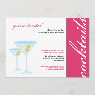 Martini Glasses Cocktail Party Invitation (pink)