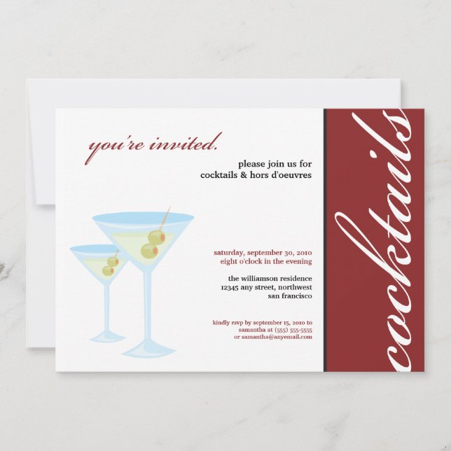 Martini Glasses Cocktail Party Invitation (red) (Front)