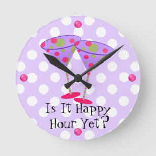 Martini Glasses Happy Hour Wall Clock