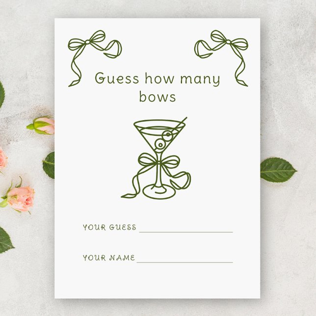 Martini Guess How many bows Bridal game Enclosure Card (Creator Uploaded)