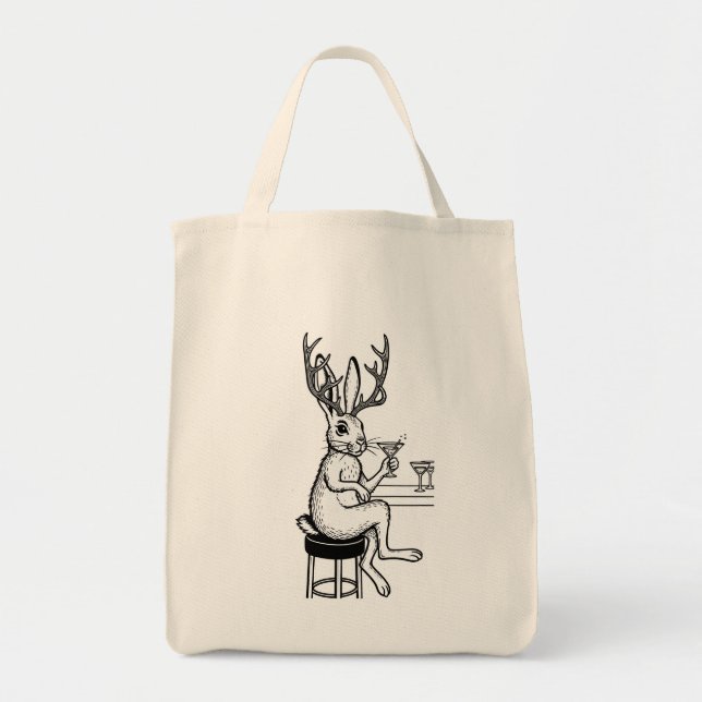 Martini Jackalope tote Bag (Front)