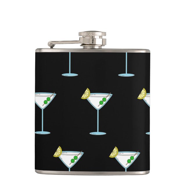 Martini Lovers Cocktail Glass Bartender Alcohol Hip Flask (Front)