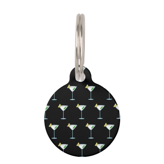 Martini Lovers Cocktail Glass Bartender Alcohol Pet Tag (Front)