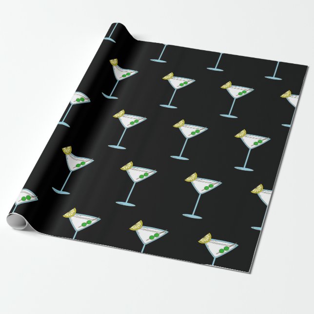 Martini Lovers Cocktail Glass Bartender Alcohol Wrapping Paper (Unrolled)