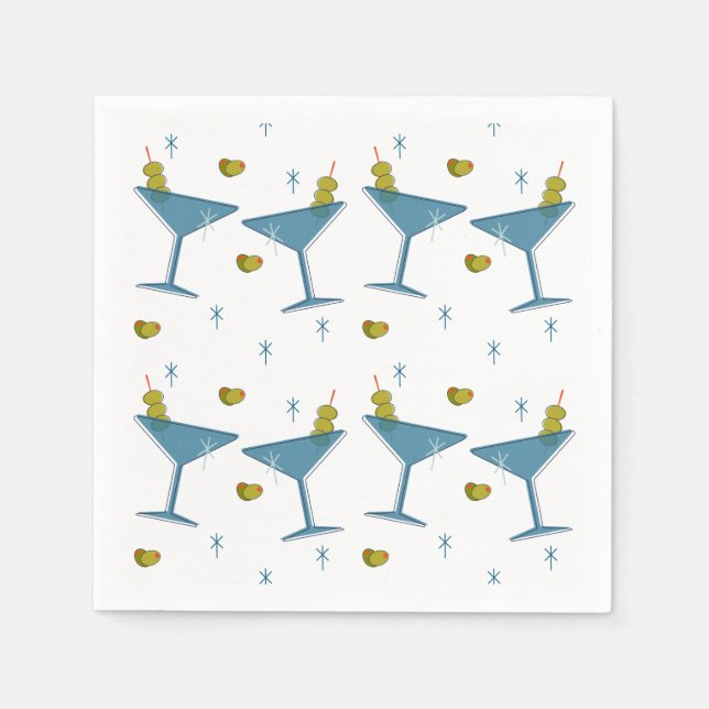 Martini Madness Retro Mid-Century Cocktail Napkins (Front)