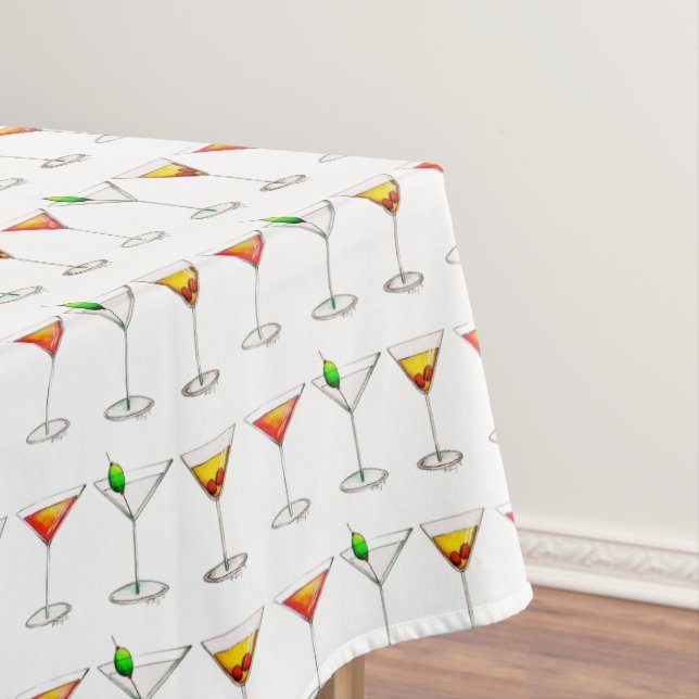 Martini Manhattan Cosmopolitan Drinks Cocktails Tablecloth (In Situ)