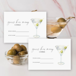 Martini & Matrimony How many corks bridal game Enclosure Card