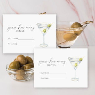 Martini & Matrimony How many olives bridal game Enclosure Card
