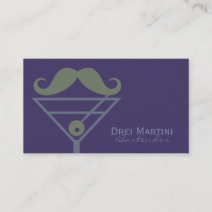 "Martini Moustache" Bartender custom business card