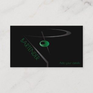 Martini Olive Cocktail Bartender Business Card