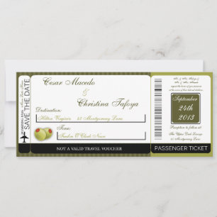 Martini Olives Gr Boarding Pass Wedding Invitation