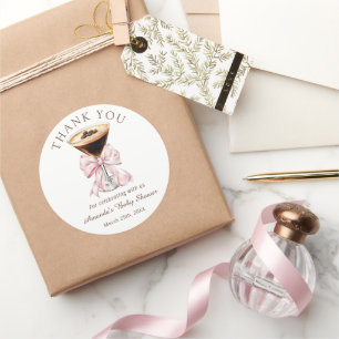 Martini Pink Baby Shower Thank you Sticker