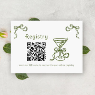 Martini QR code bridal shower registry  Enclosure Card