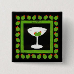 Martini Retro Drink Green Olives Black Badge