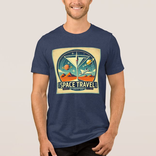 Martini Space Travel 1957 New Worlds Logo Tri-Blend Shirt (Front)
