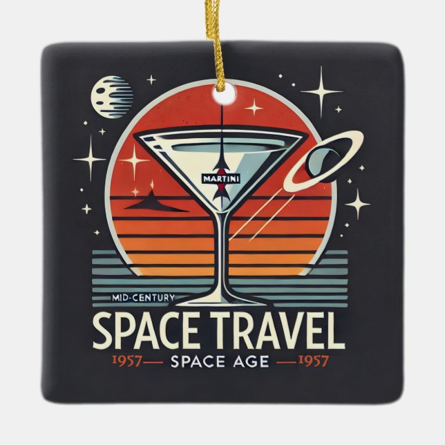 Martini Space Travel 1957 Space Age Logo Ceramic Ornament (Front)